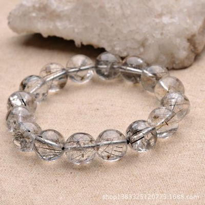 純天然15mm巴西黑發晶圓珠手鏈——東海縣盛飾珠寶匠心之作